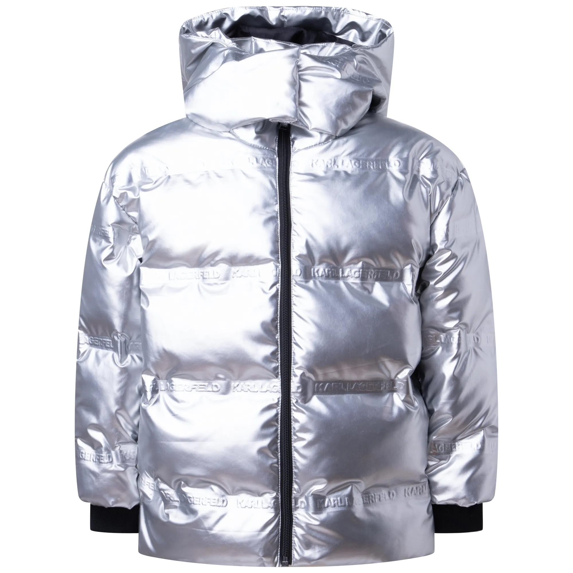 Karl Lagerfeld Silver Puffer Jacket