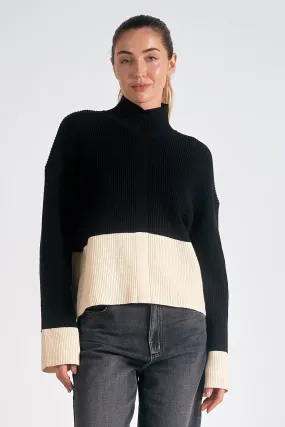 Kelsey Color Block Sweater- Black