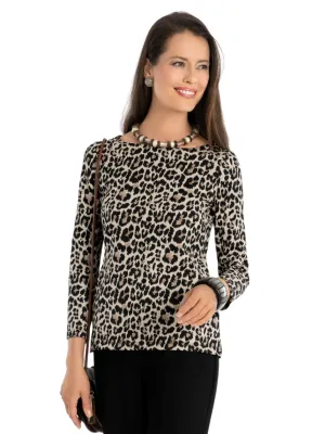 Leopard Knit Top