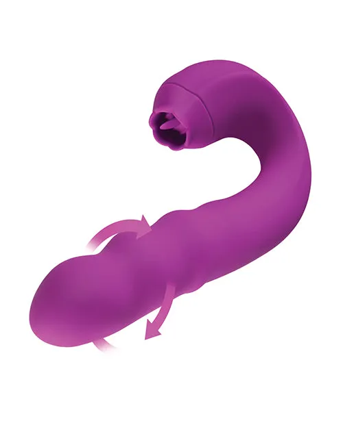 Lilian G-spot Vibrator W/rotating Head & Vibrating Tongue - Purple