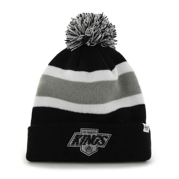 Los Angeles Kings 47 Brand Black Breakaway Retro 1988 Poofball Beanie Hat Cap