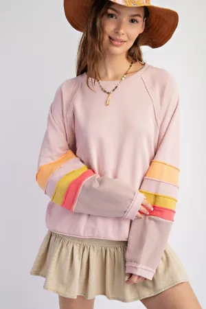 Lyla Color Block Pullover - Rose