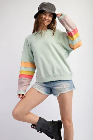 Lyla Color Block Pullover - Sage