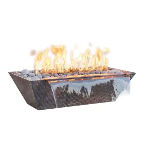 Maya Linear Fire and Water Bowl, Hammered Copper - Pool Feature