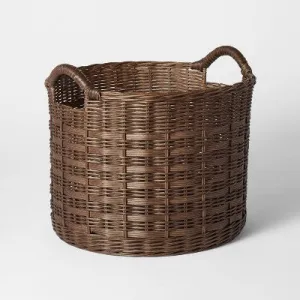 Medium Round Rattan Decorative Basket Dark Brown - Threshold designed with Studio McGee