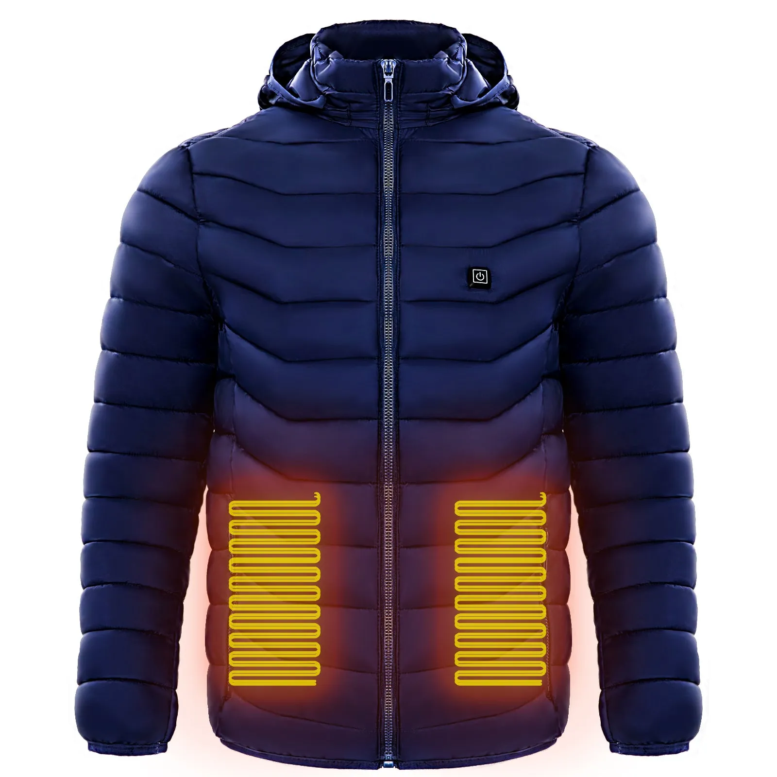 Men Heated Puffer Jacket Electric Heating Coat Insulated Hood Windbreaker 9Heat Zones