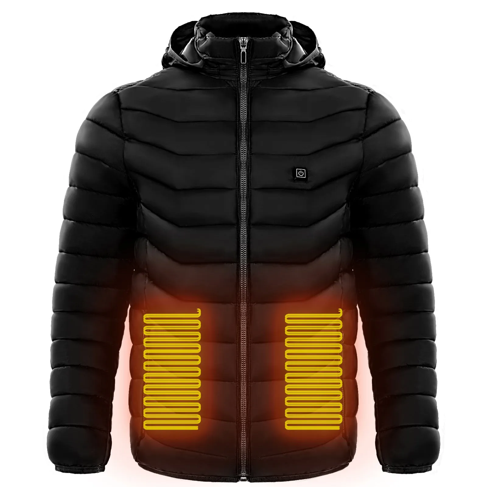 Men Heated Puffer Jacket Electric Heating Coat Insulated Hood Windbreaker 9Heat Zones