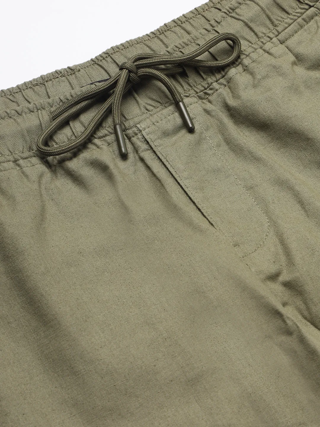 Men's Light Olive Solid Linen Trouser