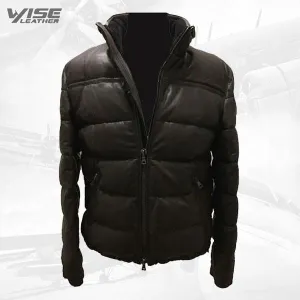 Men’s Puffer Body Warmer Leather Waistcoat Sleeveless Casual Jacket