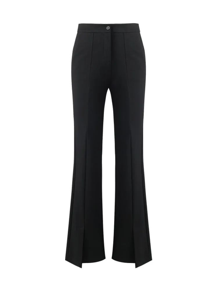 Mid-Rise Slit Micro-Flared Women Pants