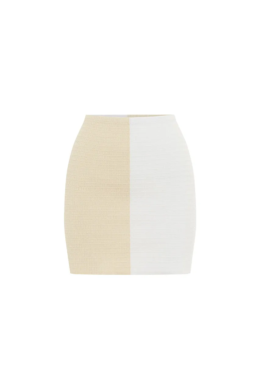 MILINI MINI SKIRT - WHITE/SAND