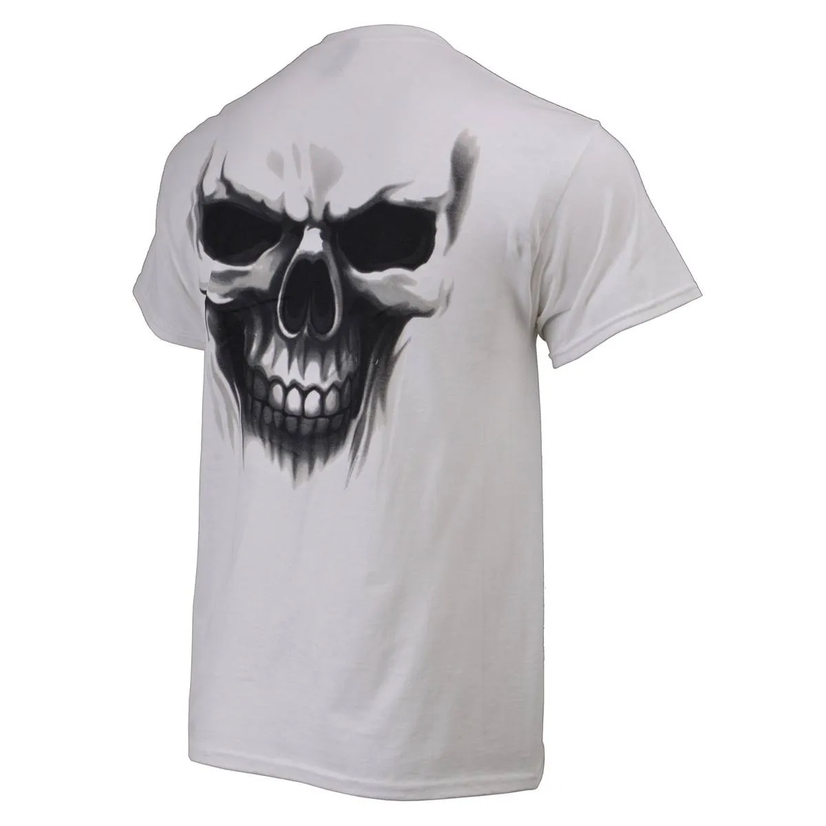 Milwaukee Leather MPMH116001 Men's 'Ghost' Skull Double Sided White Printed T-Shirt