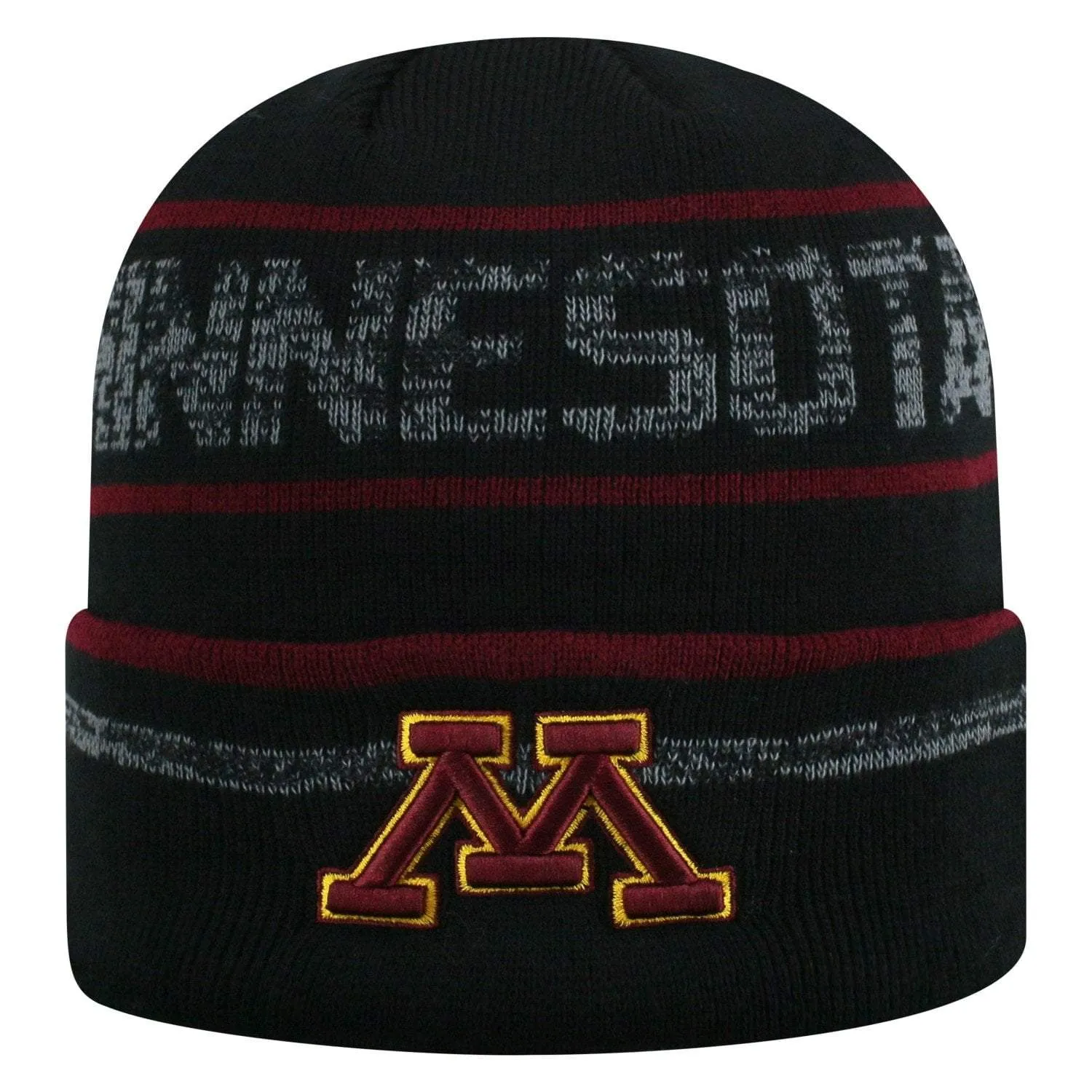 Minnesota Golden Gophers TOW Black Striped "Effect" Style Cuffed Knit Beanie Cap