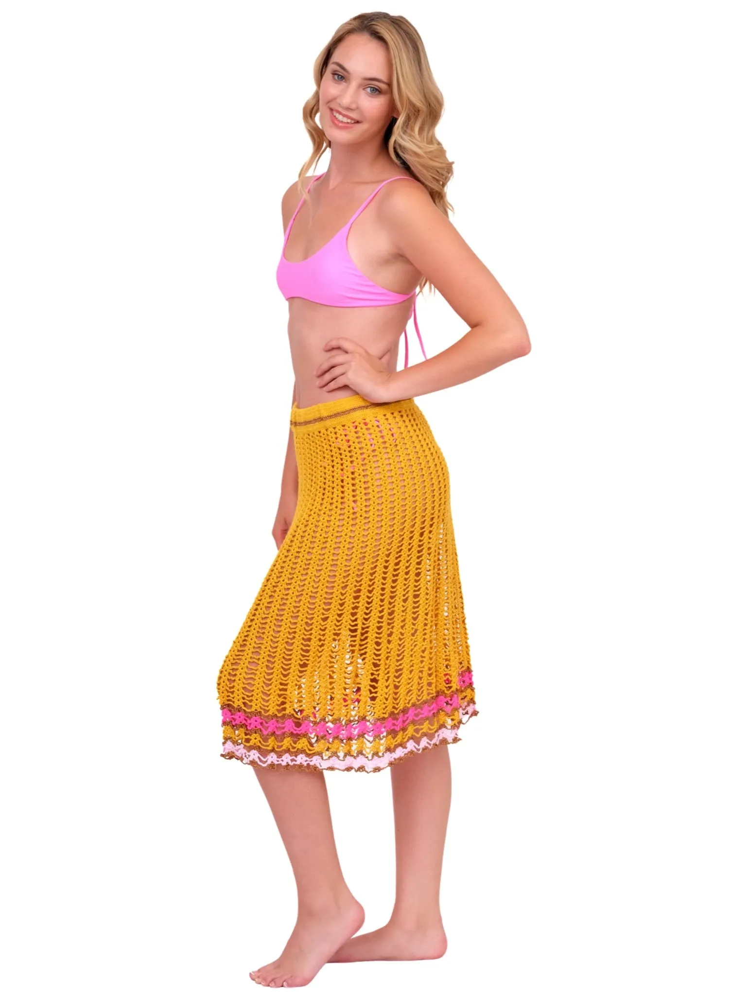 Mustard Knit Midi Length Skirt