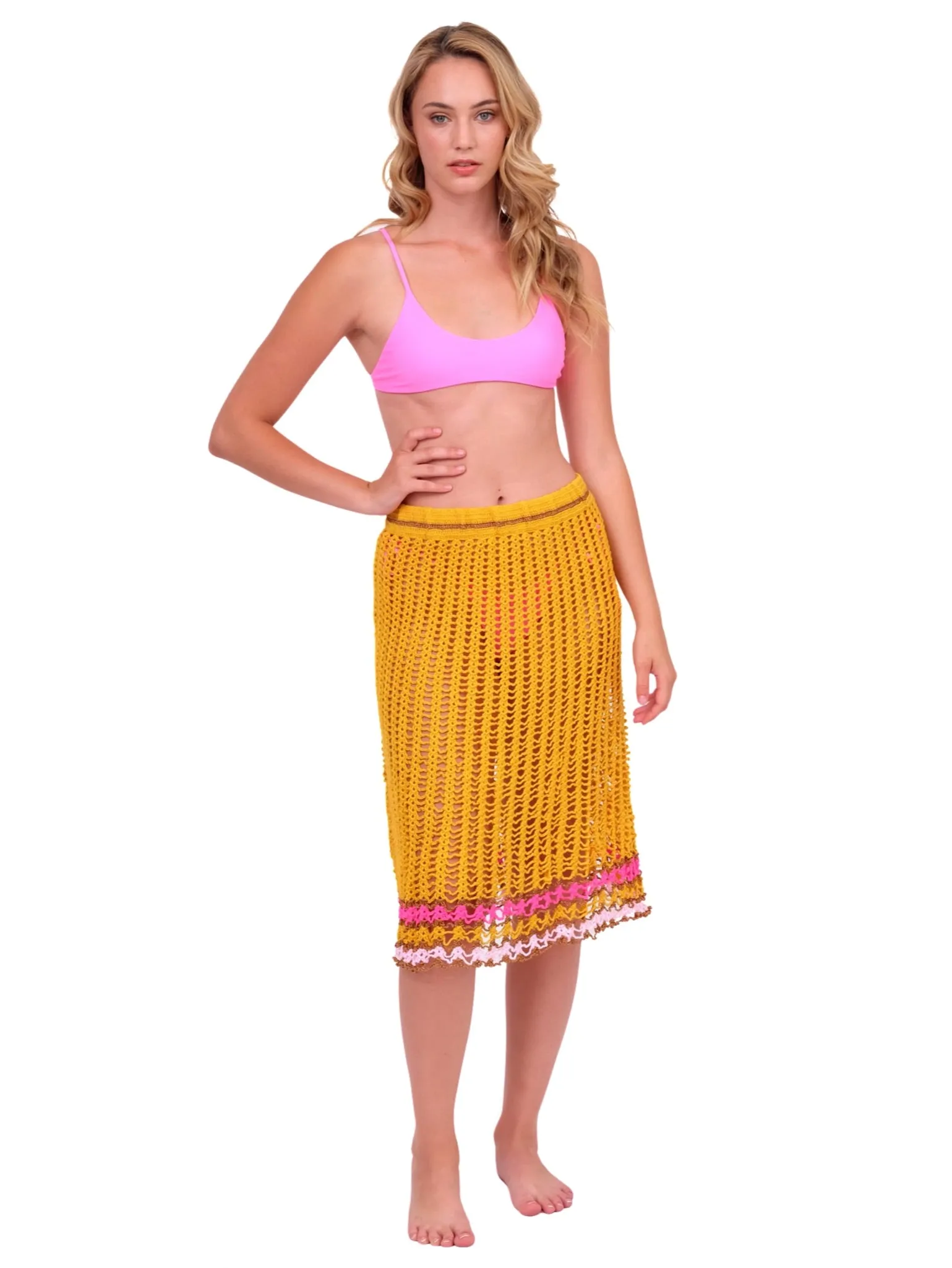 Mustard Knit Midi Length Skirt