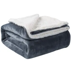 NANPIPER Sherpa Blanket Twin Warm Bed Blanket for Winter Cozy Soft Fuzzy Couch Throw Flannel Fleece/Wool Like Reversible Plush Blanket (Grey Twin Size 60"x80")