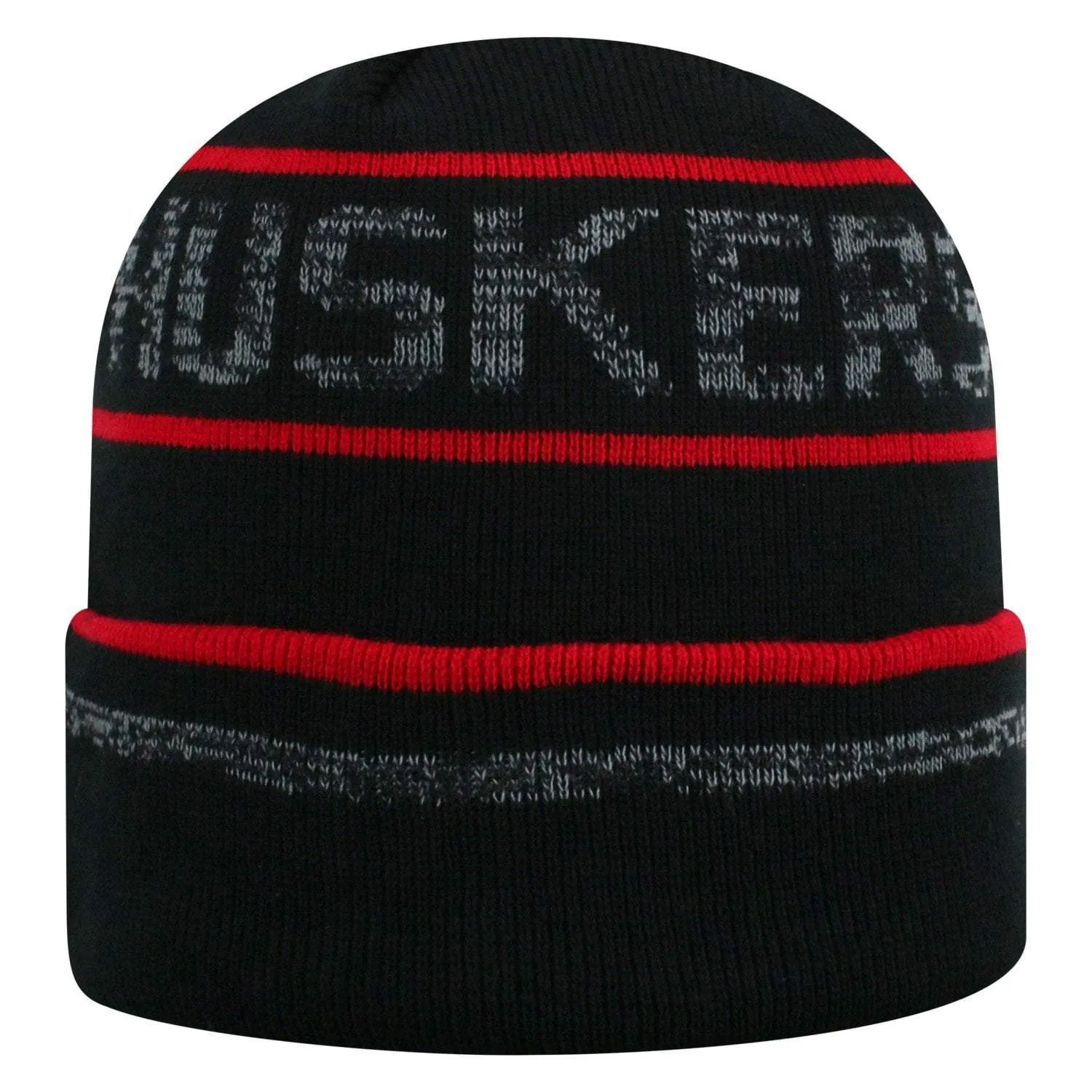 Nebraska Cornhuskers TOW Black Striped "Effect" Style Cuffed Knit Beanie Cap