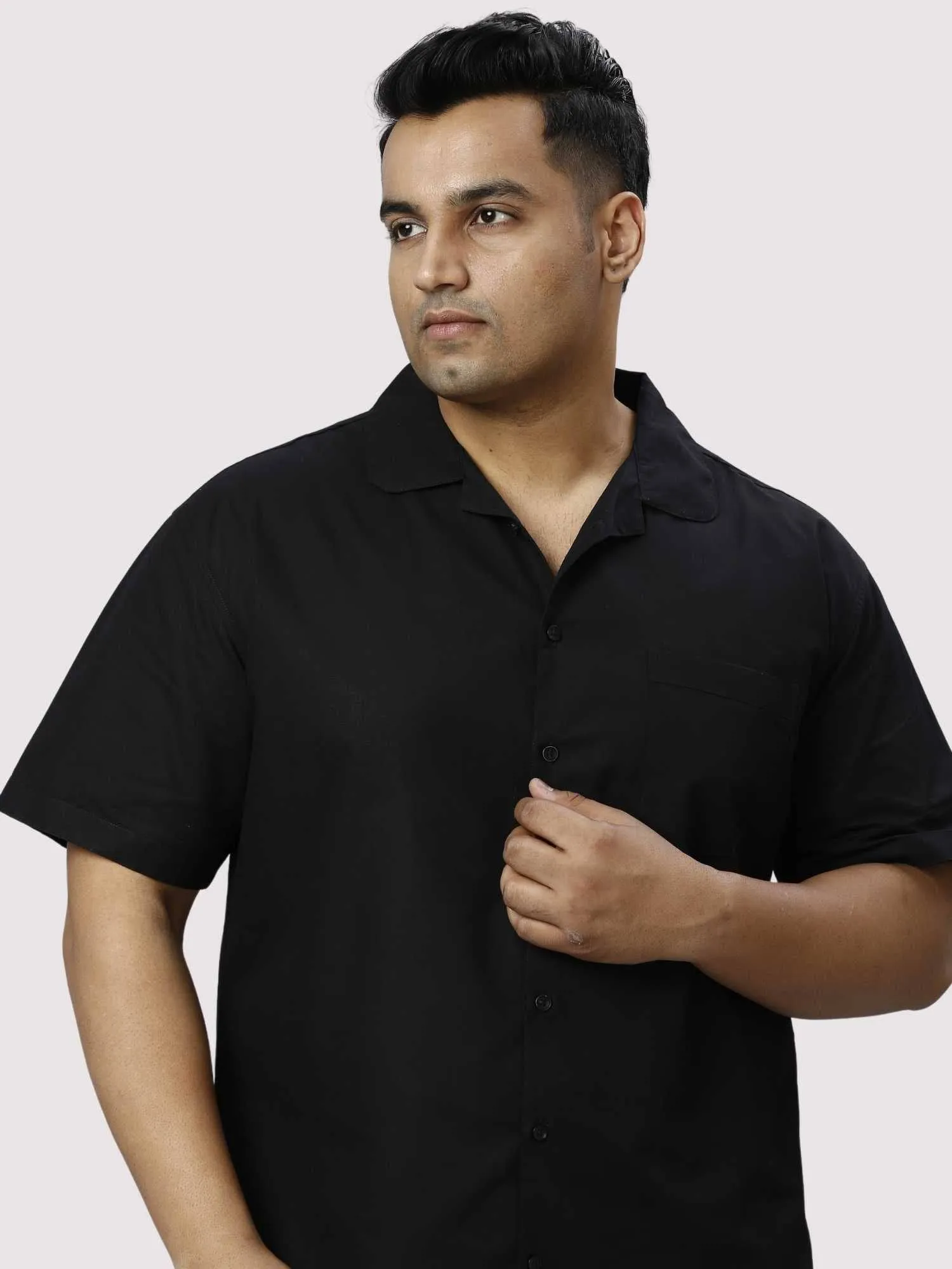 Nero Solid Black Full Co-ords Set Men's Plus Size