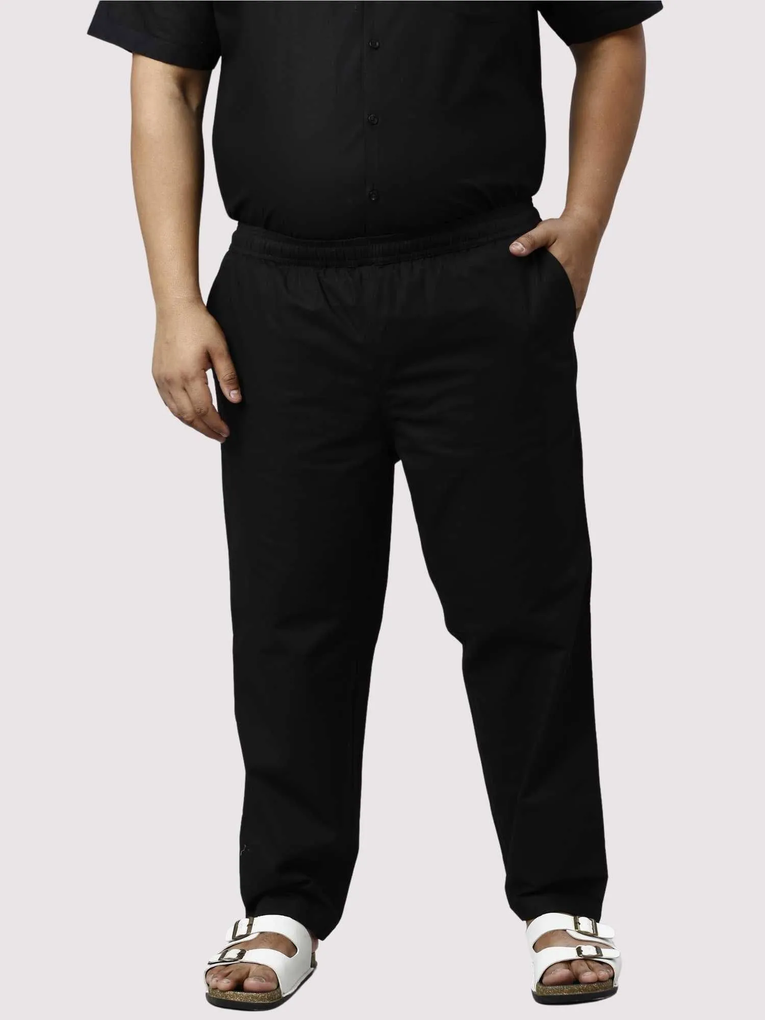 Nero Solid Black Full Co-ords Set Men's Plus Size