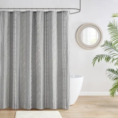 New - 72"x72" Kara Cotton Jacquard Shower Curtain Gray - Ink Ivy