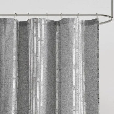 New - 72"x72" Kara Cotton Jacquard Shower Curtain Gray - Ink Ivy