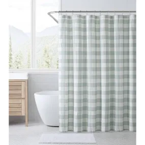 New - Cabin Plaid Shower Curtain Green - Eddie Bauer