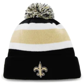 New Orleans Saints 47 Brand Tri-Tone Breakaway Cuffed Poofball Hat Cap Beanie