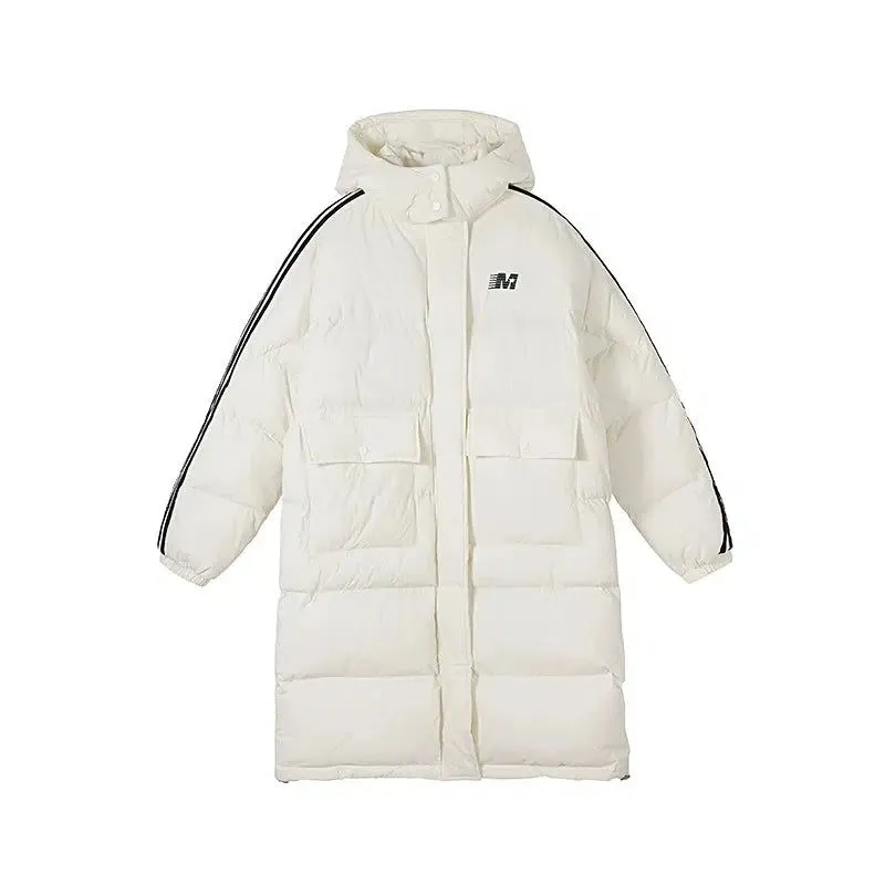 Nine Three-Stripes Hooded Puffer Long Coat