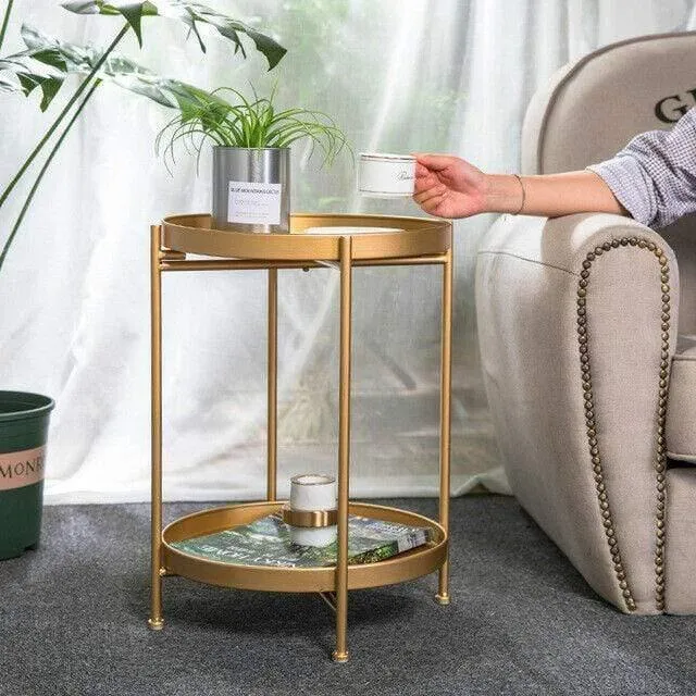 Nordic Industrial 2 Tier Sofa Side Coffee Table Bedside Lamp Table