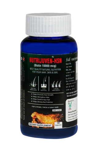 Nutrijuven I HSN I Biotin 10000 mcg I Nutrition for your Hair I Skin I Nail I Healthy Hair & Skin I Stop Hair Fall  I For Strong I Thick & Shiny Hair I One a Day I Dietary Supplement I 30 Capsules