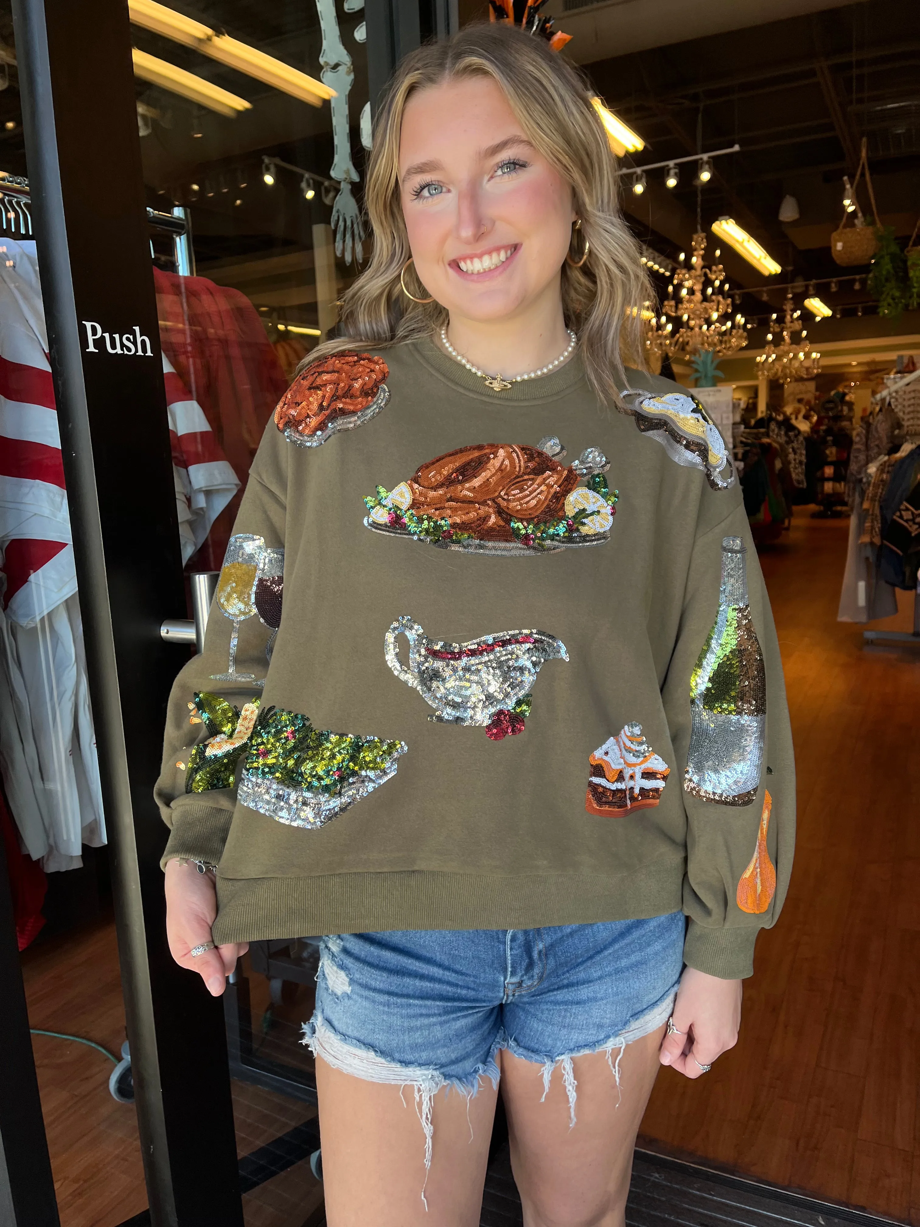 Olive Green Queen of Turkey Sweatshirt