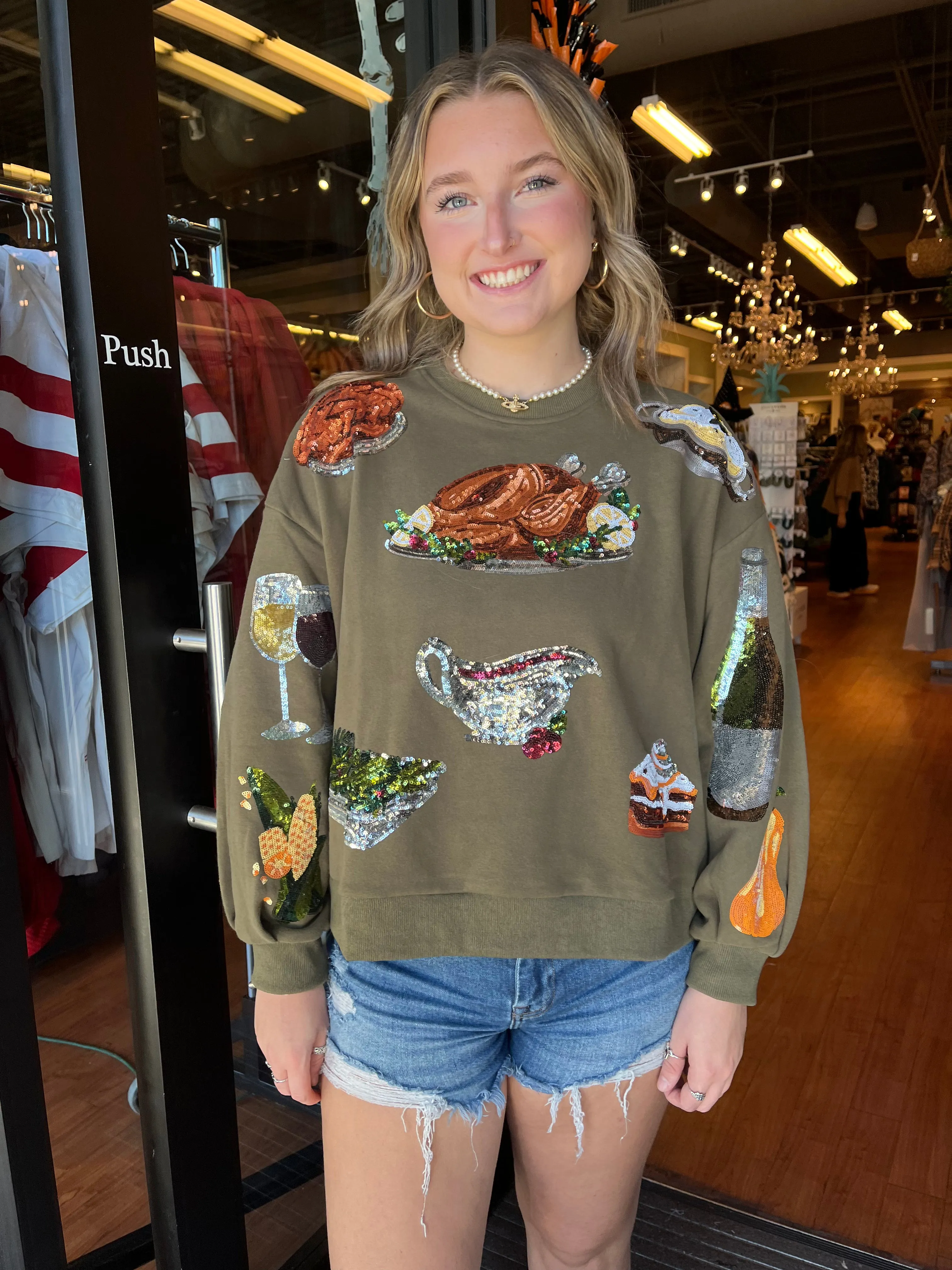 Olive Green Queen of Turkey Sweatshirt