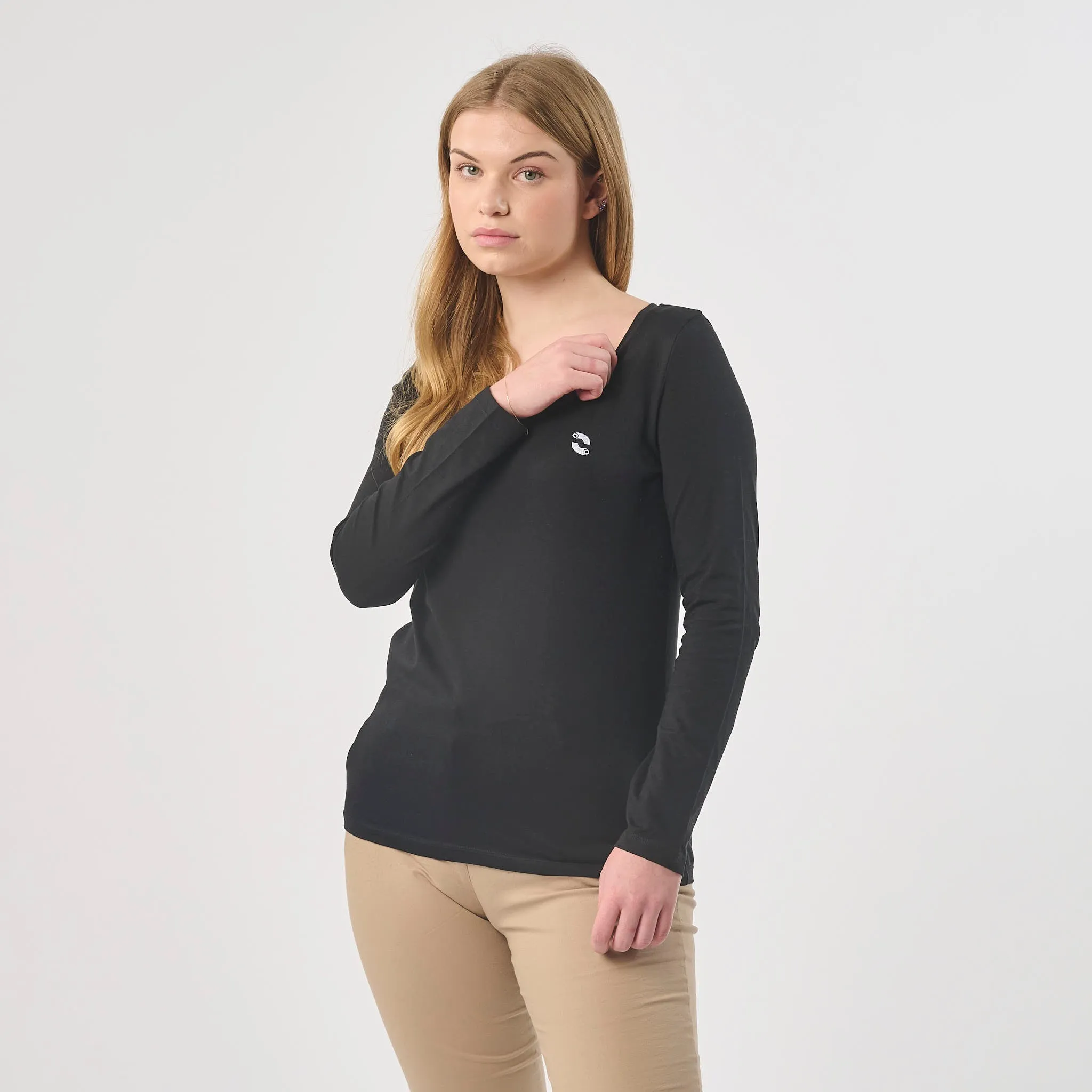 Omnitau Women's Organic Cotton Long Sleeve T-Shirt - Black