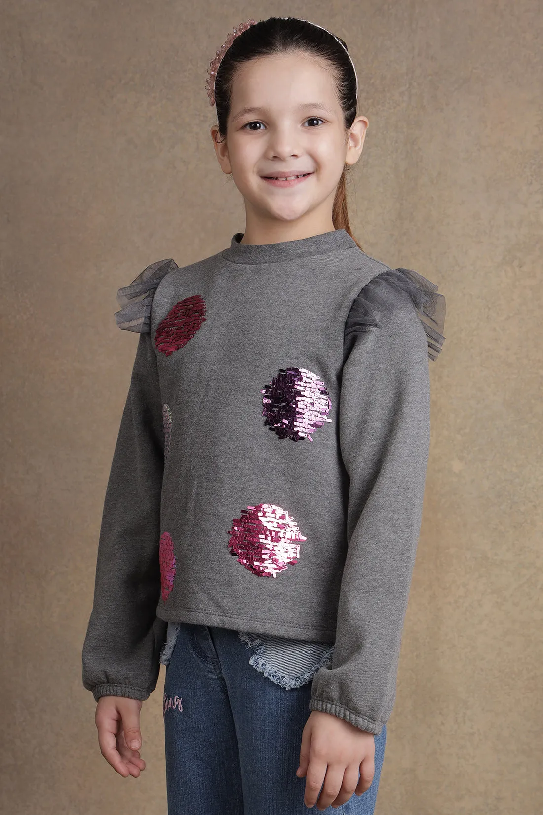 One Friday Kids Girls Grey Pullover Top