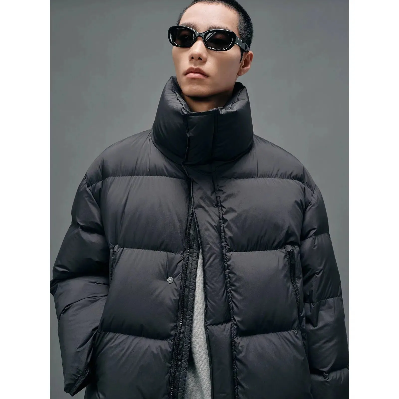 Oversized Down Jacket In Solid Color