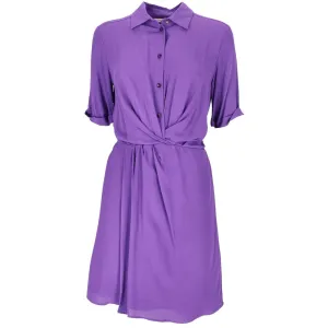 Patrizia Pepe Chic Purple Flared Short Sleeve Shirtdress