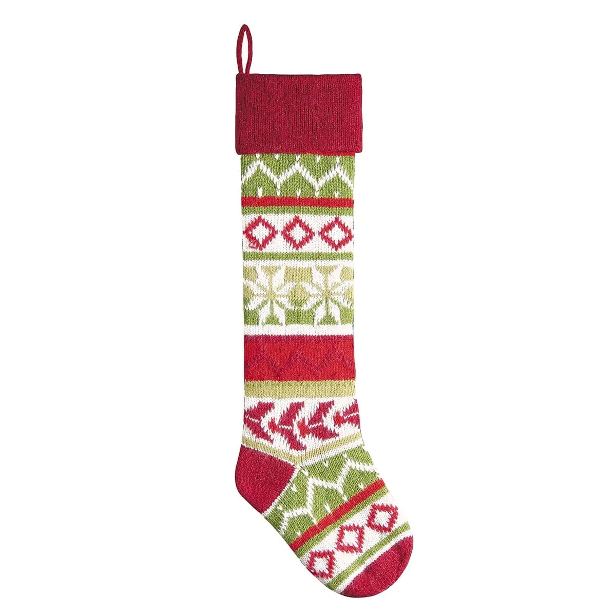 Personalized Knitted Christmas Stockings Red Green White