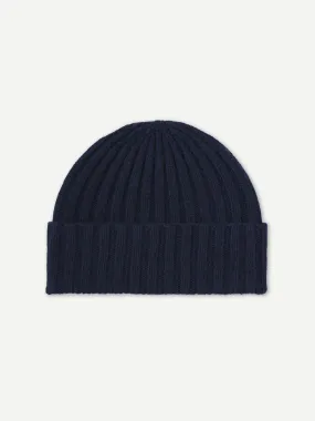 PLAIN RIBBED HAT NERO NAVY