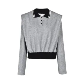 Pre Order:  Collar Color Block Polo Long Sleeves Shirt