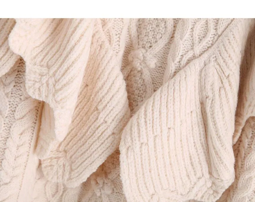 Pre Order:  Ruffled Knitted Cropped Pullover Sweater