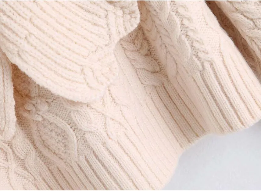 Pre Order:  Ruffled Knitted Cropped Pullover Sweater