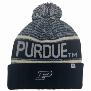 Purdue Boilermakers TOW Black Gray Acid Rain Cuffed Poof Winter Hat Cap Beanie