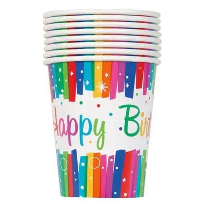 Rainbow Birthday Party - 9oz Paper Cups (8ct)