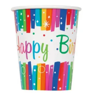 Rainbow Birthday Party - 9oz Paper Cups (8ct)