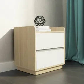 Raka White and Natural Bedside Table with 2 Drawers