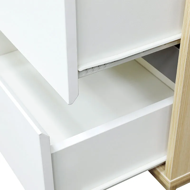 Raka White and Natural Bedside Table with 2 Drawers