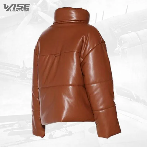 Real Leather Puffer Jacket For Men