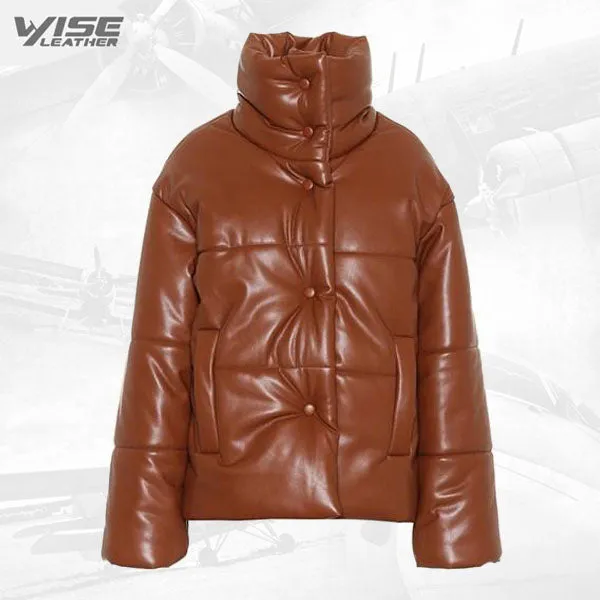 Real Leather Puffer Jacket For Men