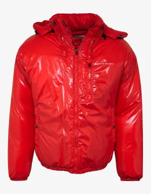 Red Light Nylon Logo Puffer Jacket