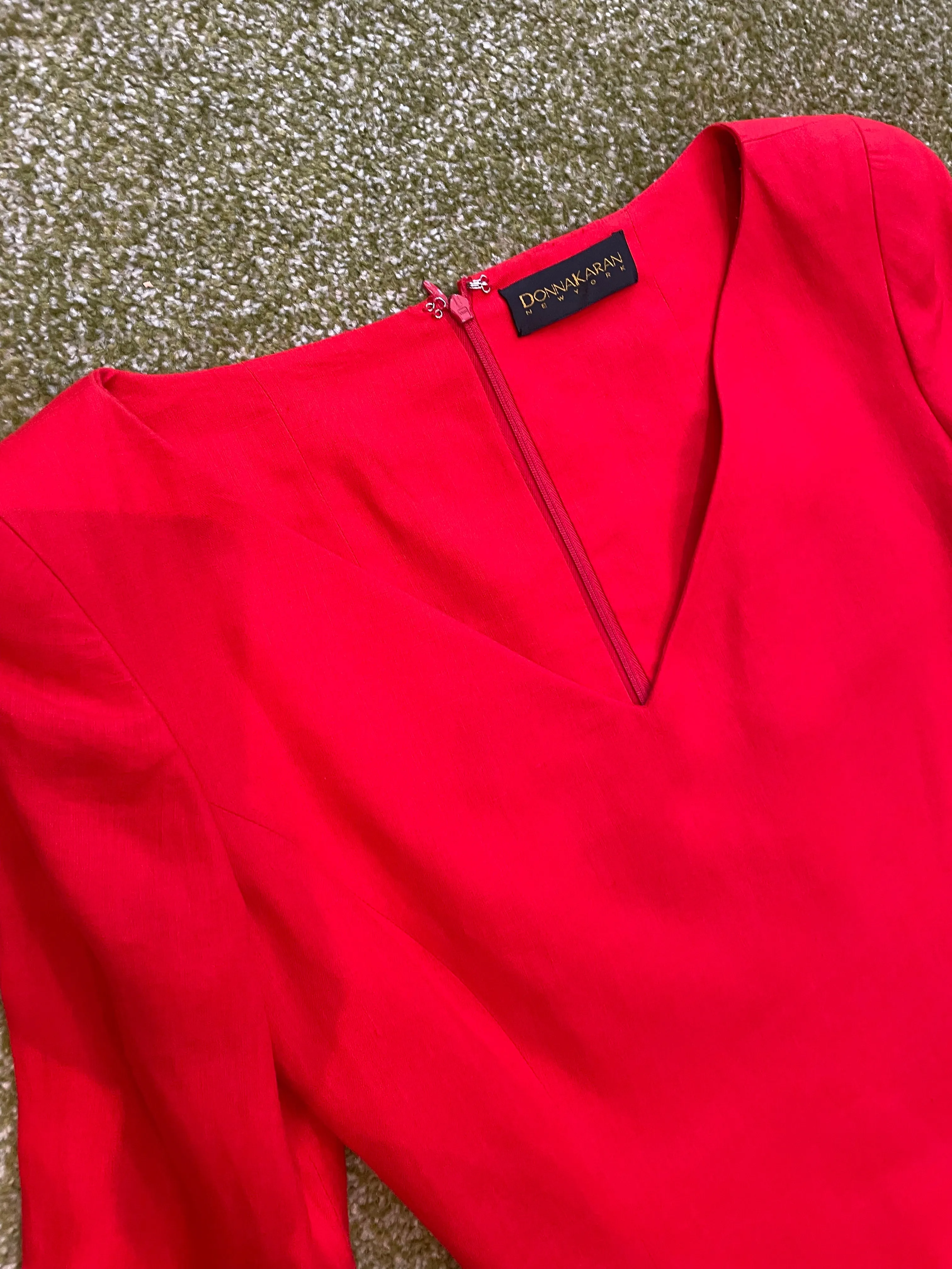 Red Linen Top by Donna Karan